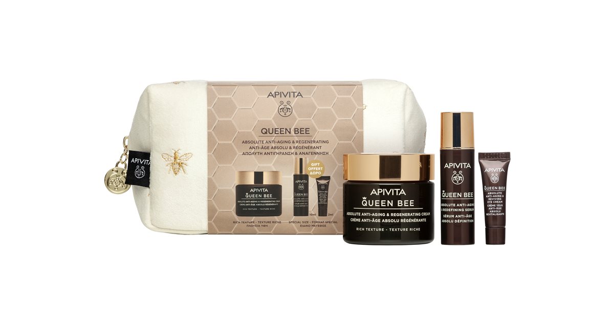 Apivita Queen Bee (Texture ricca) Pouch set regalo di Natale (anti-age)