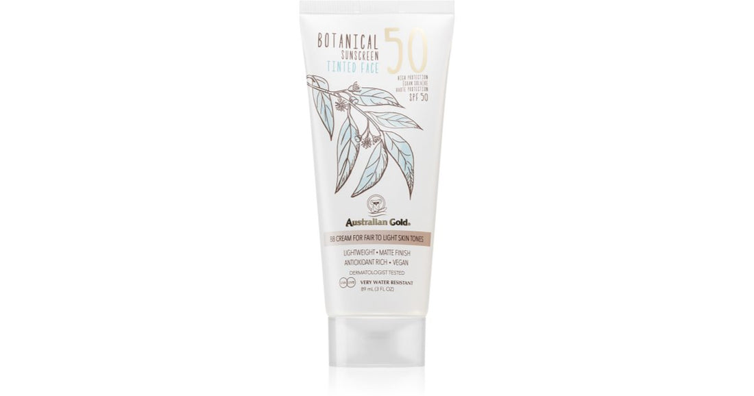 Australian Gold Cremă de față protectoare cu tentă botanică SPF 50 Fair To Light 88 ml