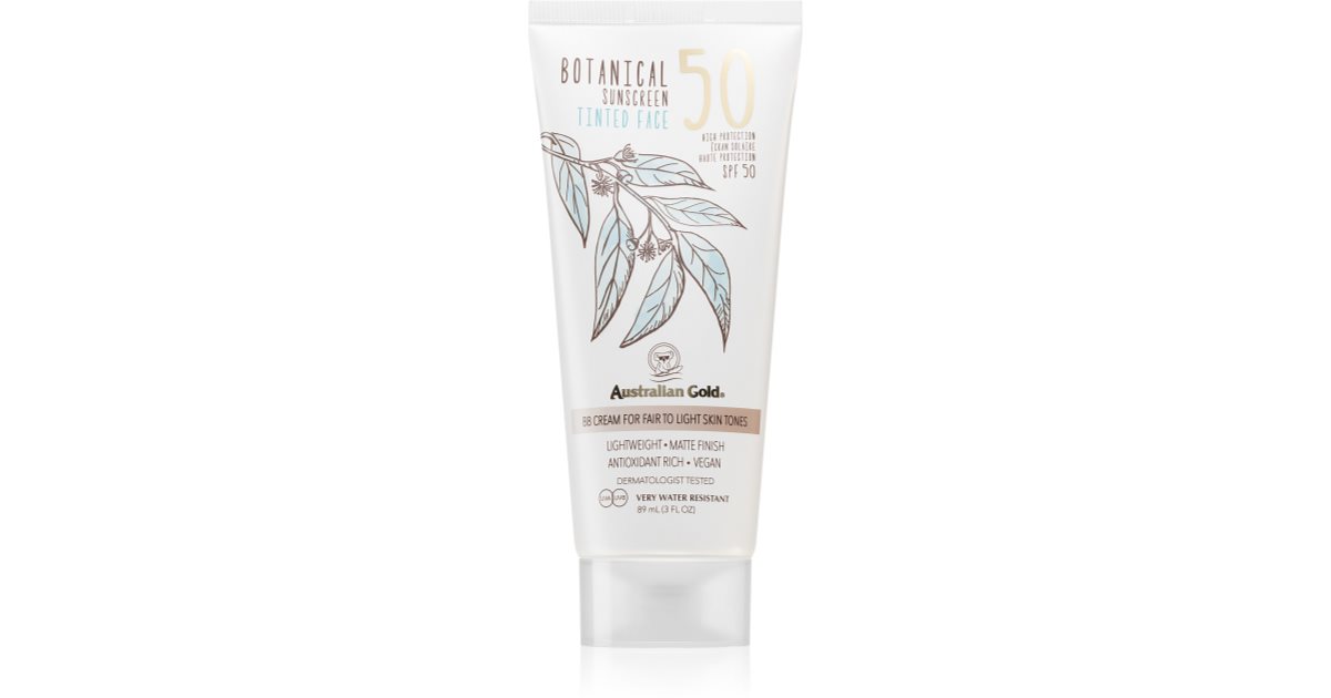 Australian Gold ボタニカル ティンテッド プロテクト フェイス クリーム SPF 50 フェア トゥ ライト 88 ml