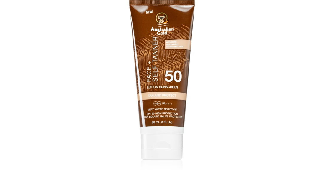 פנים זהב אוסטרלי + שיזוף עצמי SPF 50 88 מ&quot;ל