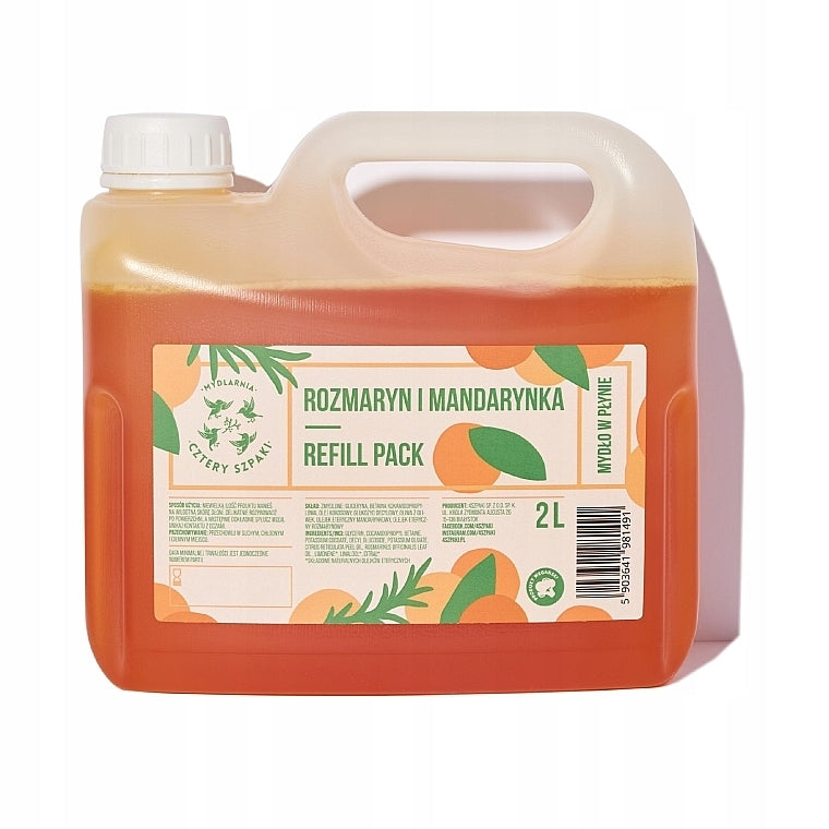 Cztery Szpaki Sapone Liquido al Rosmarino e Mandarino - Ricarica 2000 ml