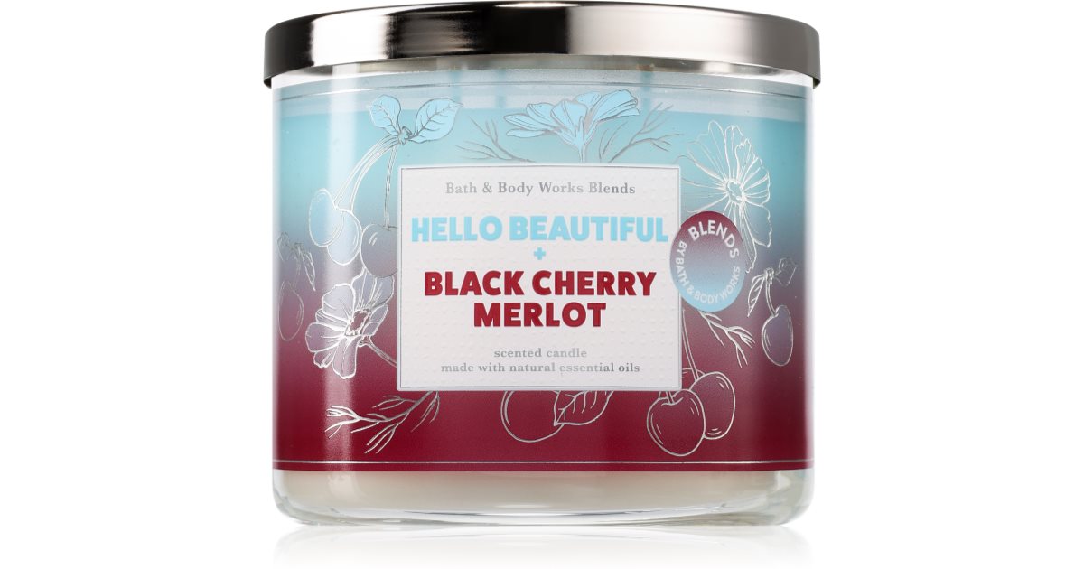 Bath &amp; Body Works Hello Beautiful + Black Cherry Merlot duftlys 411 g