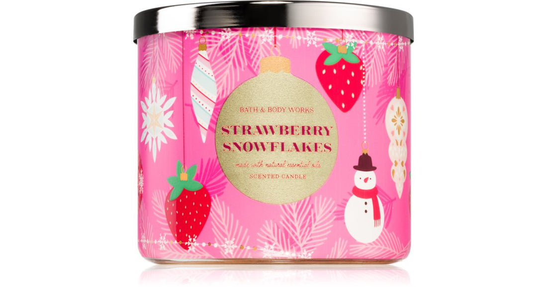 Bath &amp; Body Works Bougie parfumée Fraise Flocons de Neige 411 g