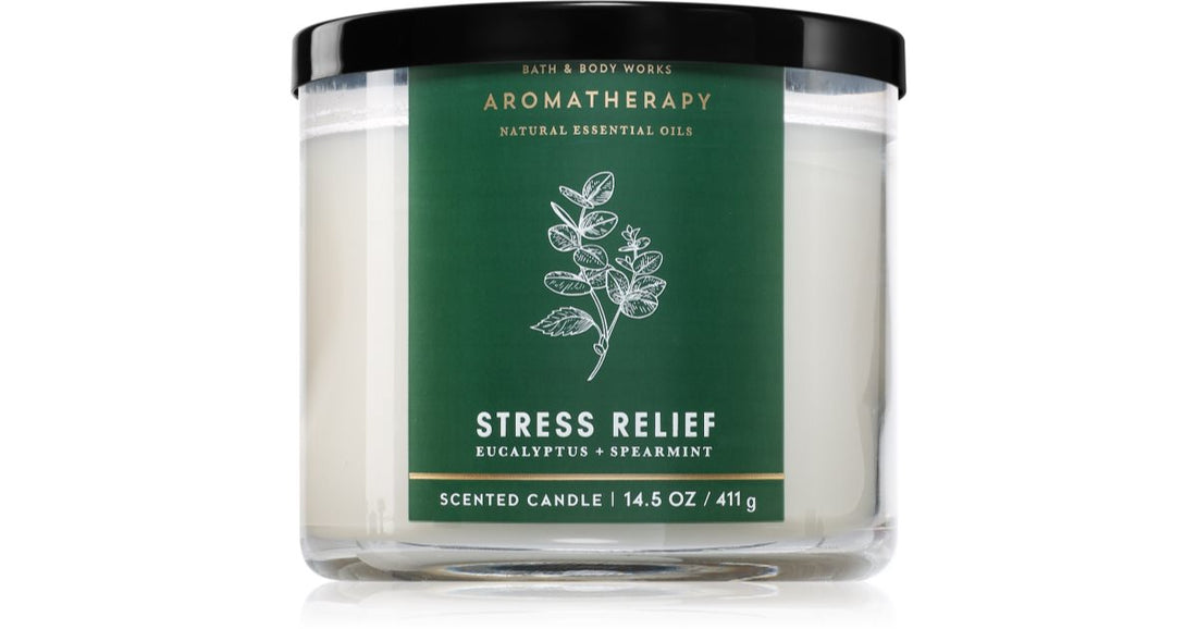 Bath &amp; Body Works Bougie parfumée Stress Relief Eucalyptus &amp; Menthe verte 411 g