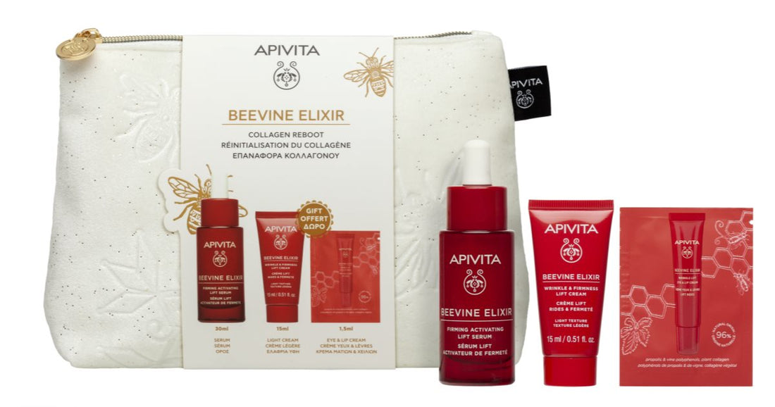 Apivita Beevine Elixir Gift Pouch set regalo di Natale per rassodare la pelle