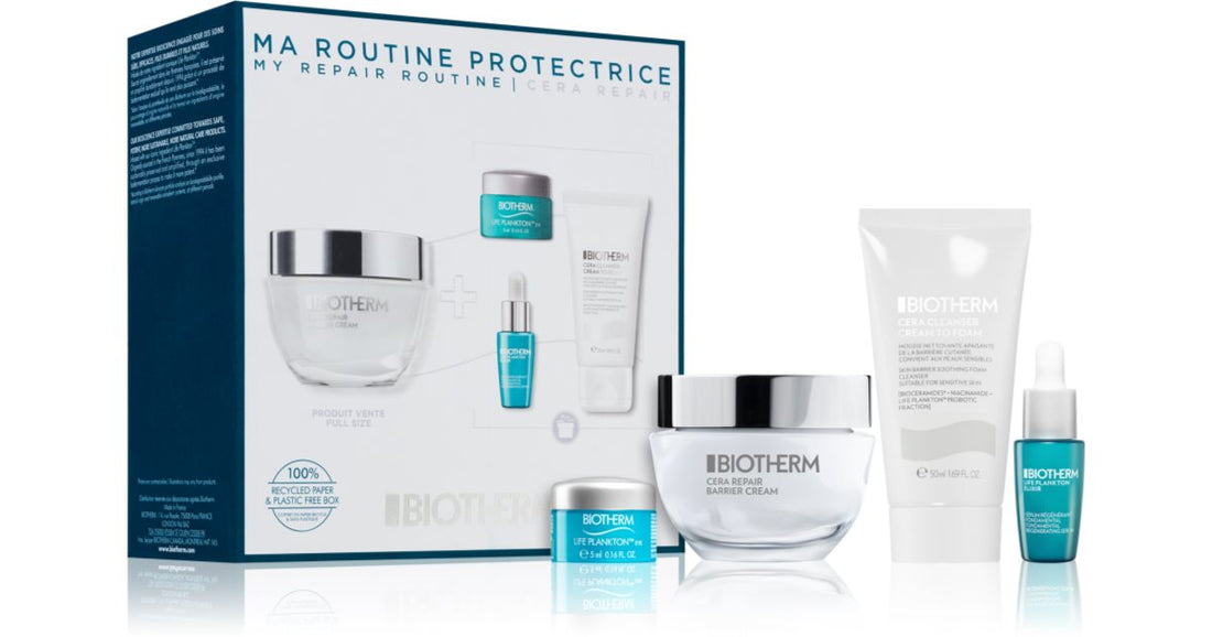 Biotherm Eau Pure dámská sada Cera Repair Barrier Face denní krém 50 ml + Cera Repair Crema to Foam Cleanse + Life Plankton Elixir 7 ml + Life Plankton Eye Regenerační oční krém 5 ml