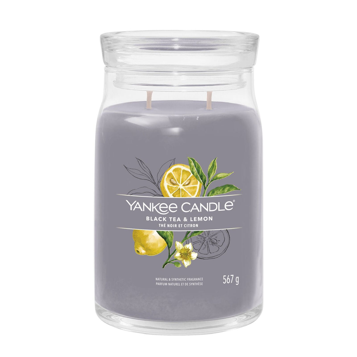 Yankee Candle Black Tea &amp; Lemon candela profumata con due stoppini 368 g