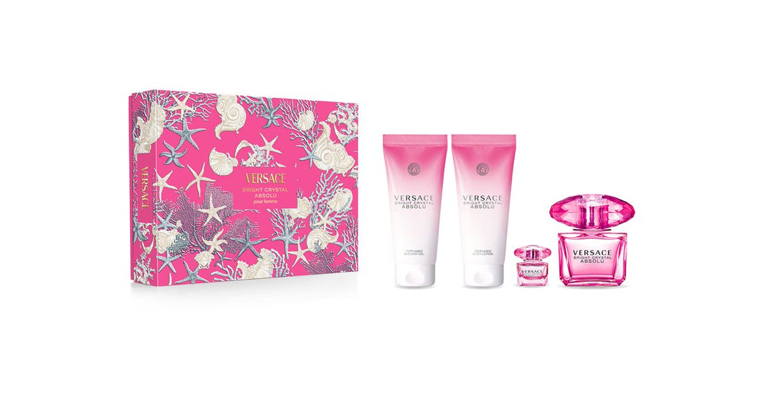 Versace Dámská dárková sada Bright Crystal Absolu Parfémovaná voda 90 ml + Parfémované tělové mléko 100 ml + Parfémovaný sprchový gel 100 ml + Parfémovaná voda 5 ml