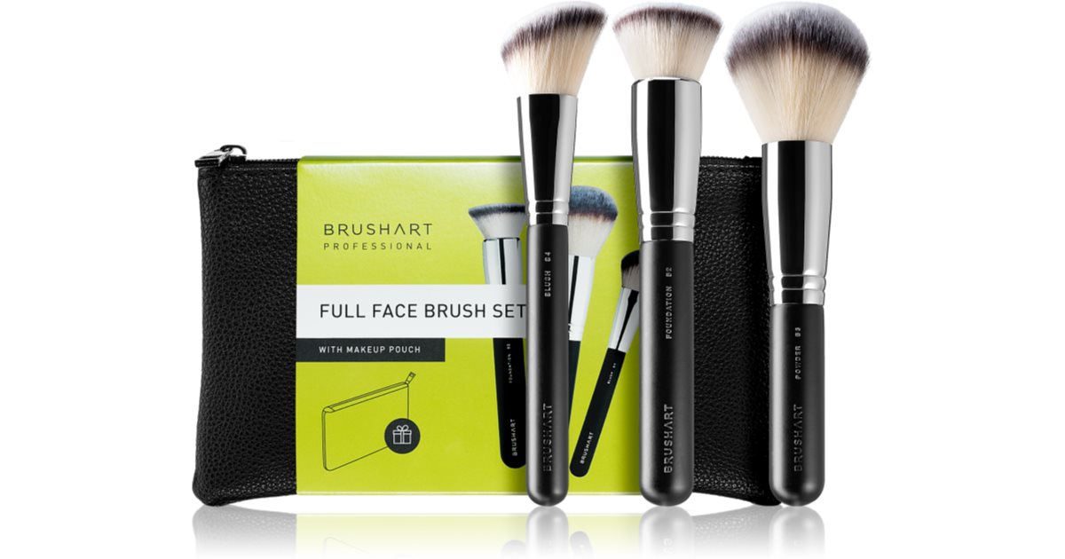 BrushArt Professional Full Face Brush Set with Makeup Bag Brush Set with Case Black 1pc