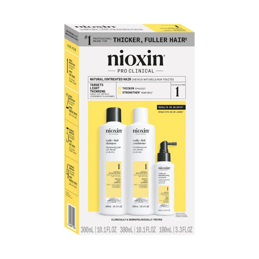 Nioxin System 1 – Kit – Behandling for naturligt hår med mild udtynding 3 U