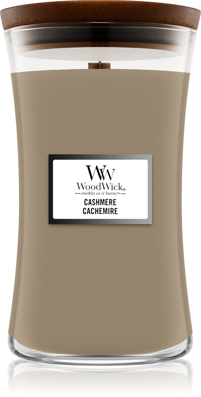 Woodwick Cashmere candela profumata con stoppino in legno 609,5 g