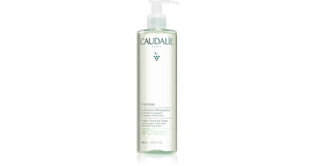 Caudalie Loção de limpeza micelar Vinoclean para rosto e olhos 400 ml