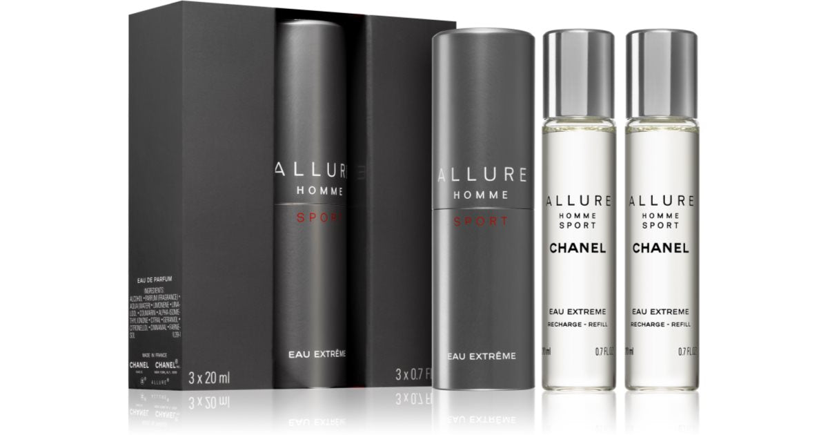 Chanel Allure Sport Eau Extreme Eau de Parfum (1x påfyllningsbar + 2x påfyllning) för män 3x20 ml