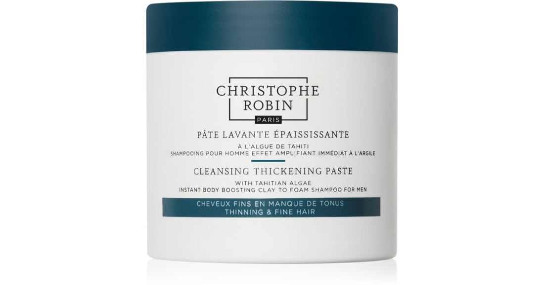 Christophe Robin Pâte lavante épaississante aux algues de Tahiti shampooing exfoliant pour cheveux délicats et clairsemés 250 ml