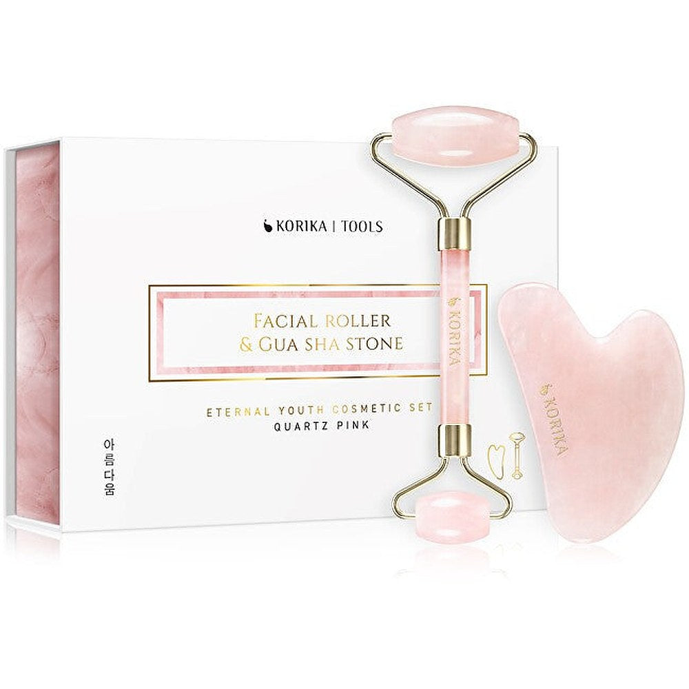Korika Eternal Youth Rullo e Gua Sha Quartz Rosa set — 페이스 마사지 세트