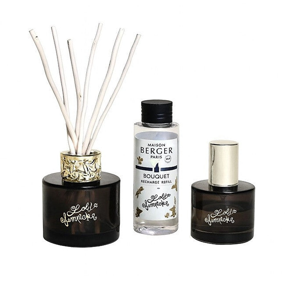 Maison Berger Paris Mini Diffuuser Lolita Lempicka Nero + Täyttö ja Suihke — Huonetuoksusetti