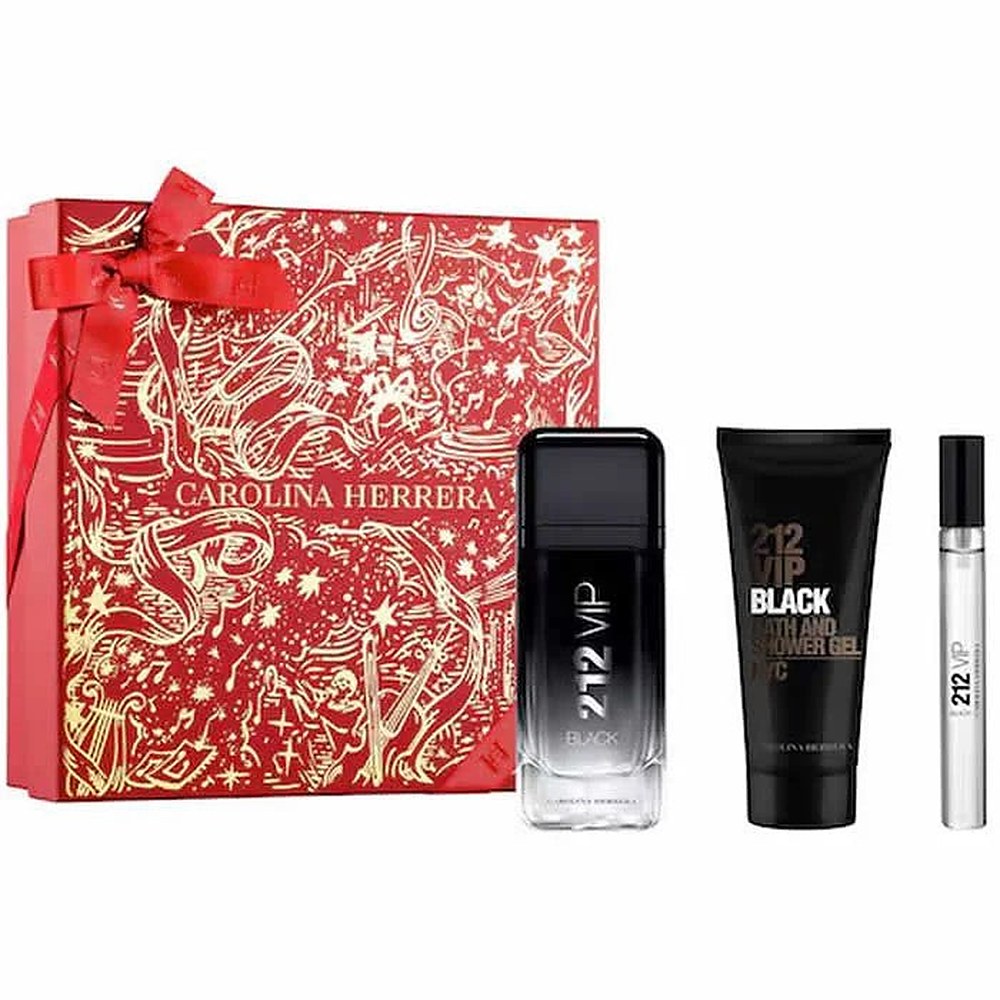 Carolina Herrera 212 Vip Black Men Eau De Perfume Spray 100ml Set 3 kusy 