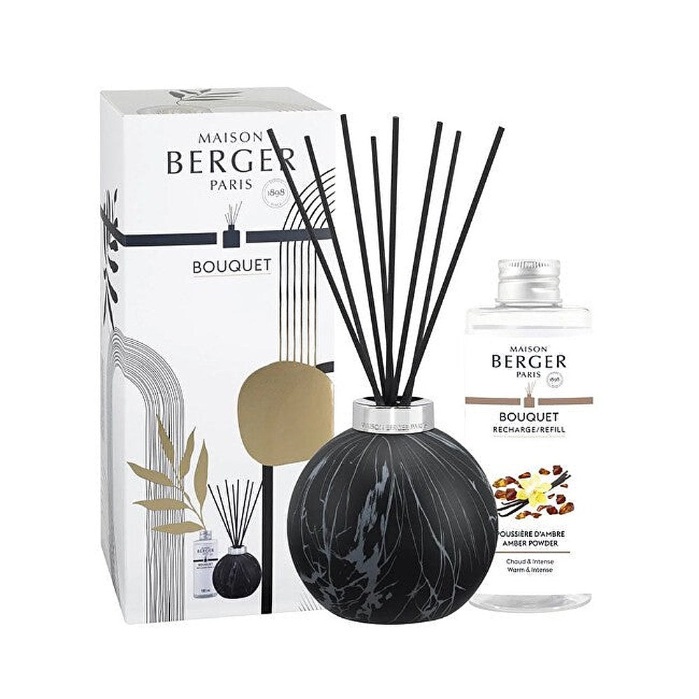 Maison Berger Paris Set regalo diffusore Marbrure Black + Ricarica Amber Powder 180 ml