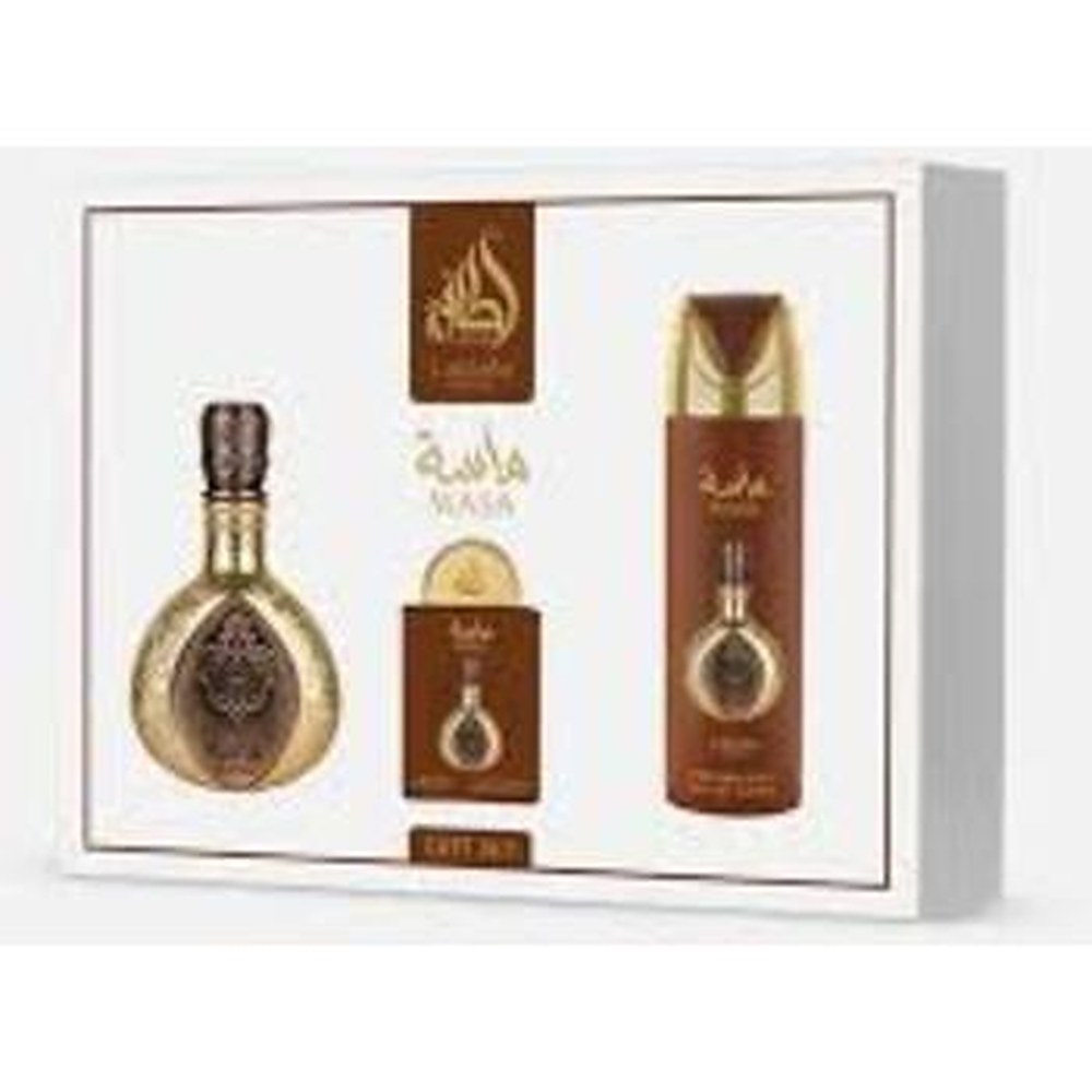 Lattafa perfumes מארז מתנה Masa EDP 100 ml, deospray 200 ml ו-EDP 20 ml 100ml 