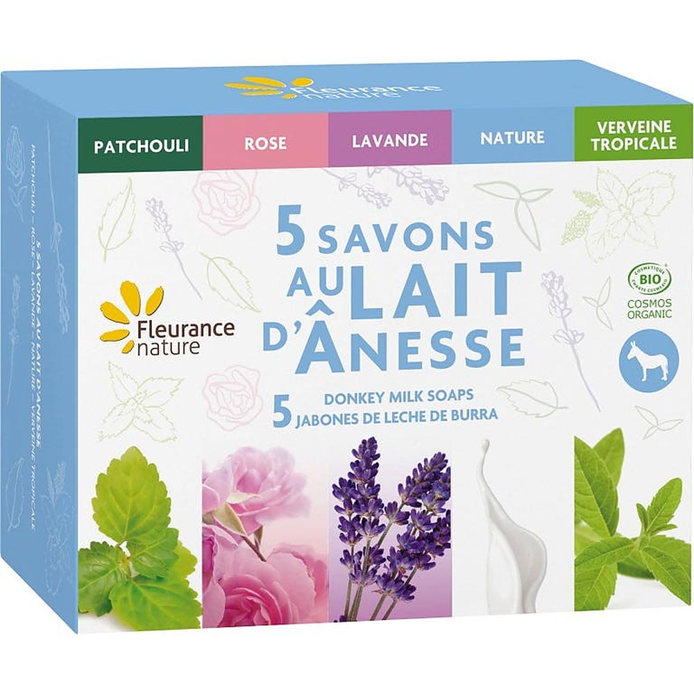 Fleurance Nature Set 5 saponi latte di asina bio 500 g — Saponi