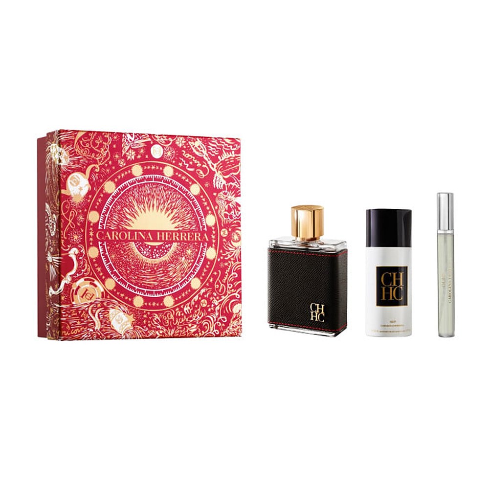 Carolina Herrera CH Herren Eau de Toilette 100 ml — 3-teiliges Set 