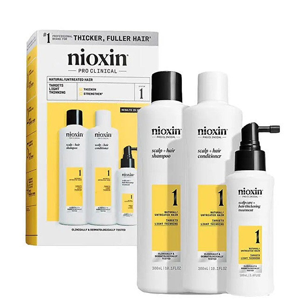 Nioxin System 1 – Kit – Behandling for naturlig hår med mild tynning 3 U