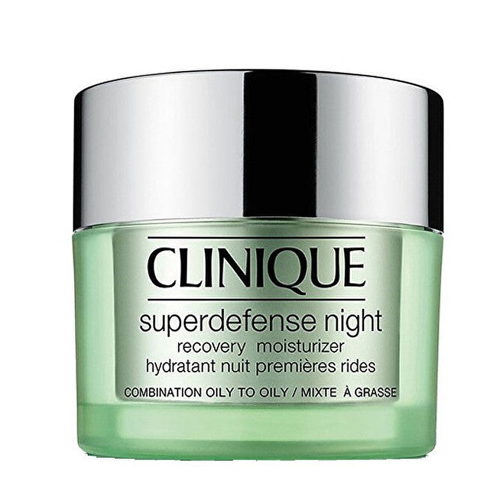 Clinique Superdefense™ Night Recovery Moisturizer קרם לחות לילה נגד קמטים לעור שמן ומעורב 50 מ"ל