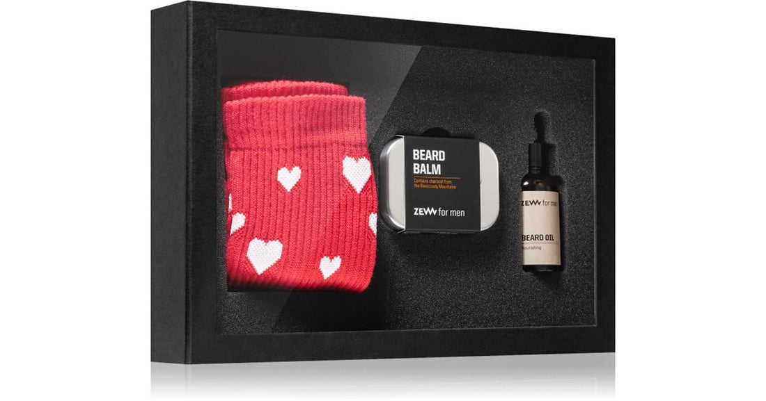 Conjunto de caixa de presente Zew (para homem) meias masculinas 1 peça + bálsamo para barba 80 ml + óleo para tratamento de barba 30 ml