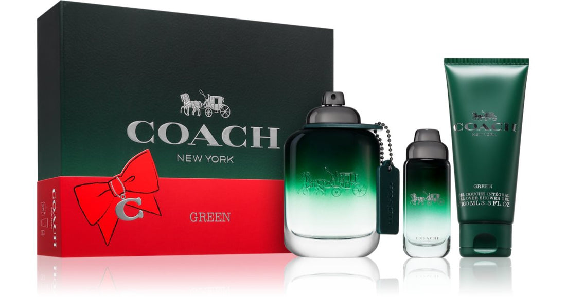 Coach Caja de regalo verde para hombre. Coach Green Eau de Toilette 100 ml + gel de ducha 100 ml + Eau de Toilette 15 ml