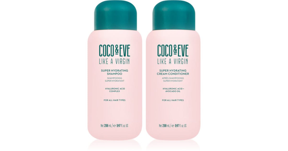 Coco &amp; Eve Like A Virgin Super Hydration Kit set (voor hydratatie en glans) 2x288 ml