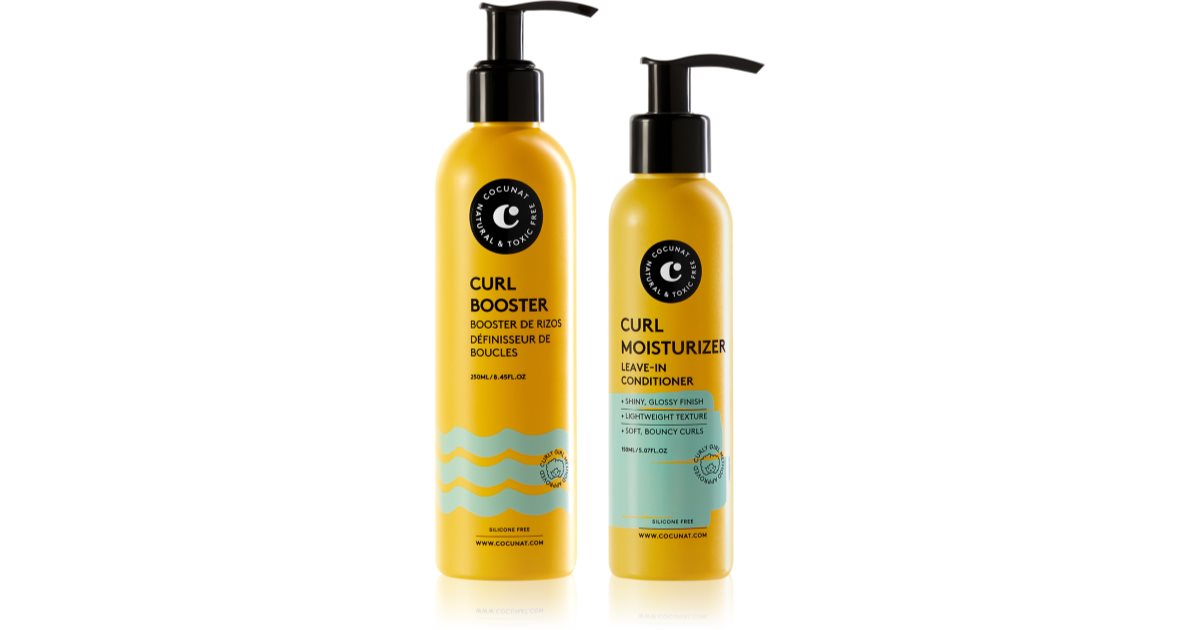 Cocunat Krøllet metode af Cocunat Booster sæt fugtgivende krølle gel 250 ml + leave-in balsam til bølget og krøllet hår 150 ml