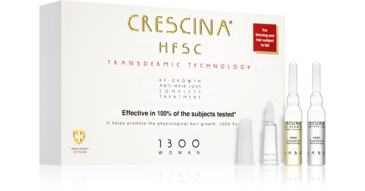 Crescina Transdermic 1300 Re-Growth and Anti-Loss Treatment для роста и против выпадения волос для женщин 40x3,5 мл