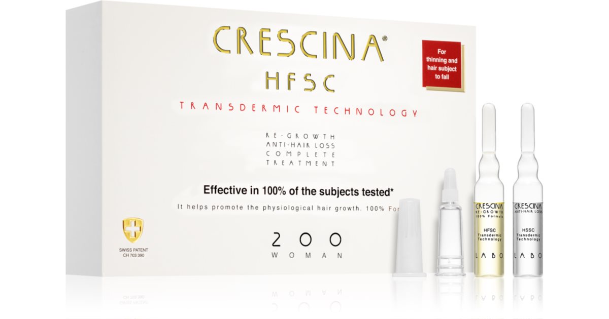 Crescina Transdermic 200 Re-Growth and Anti-Loss Treatment для роста и против выпадения волос для женщин 20x3,5 мл