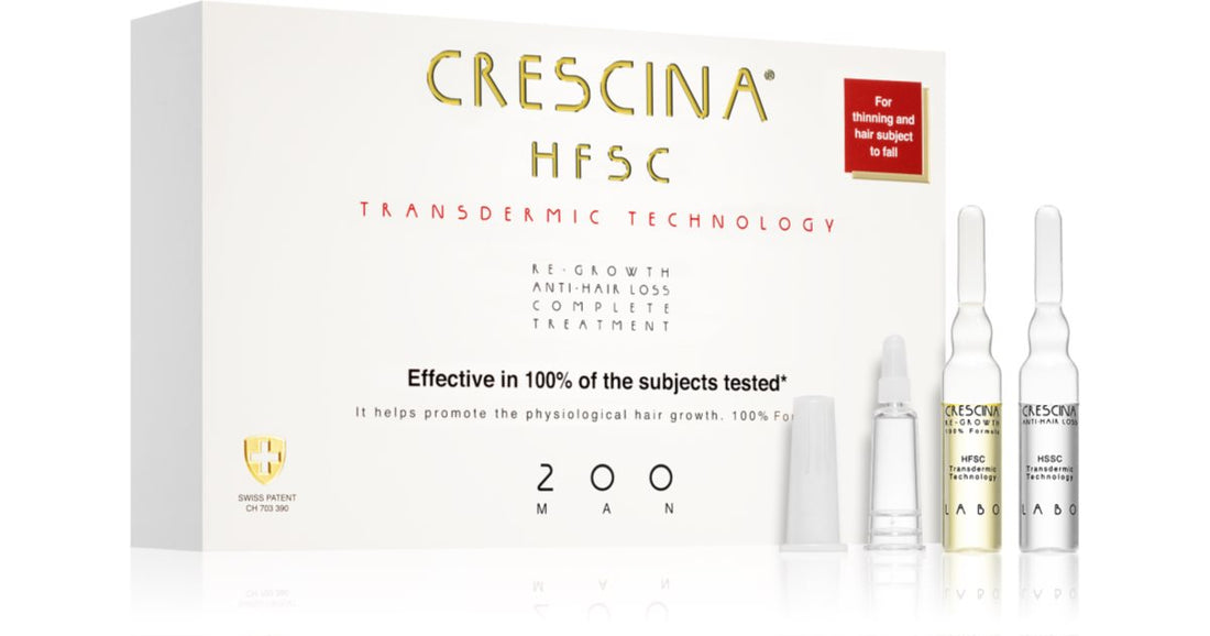 Crescina Transdermic 200 Traitement de repousse et anti-chute de cheveux pour homme 40x3,5 ml