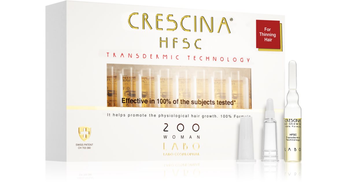 Crescina Transdermic 200 Re-Growth hiustenkasvuhoito naisille 20x3,5 ml