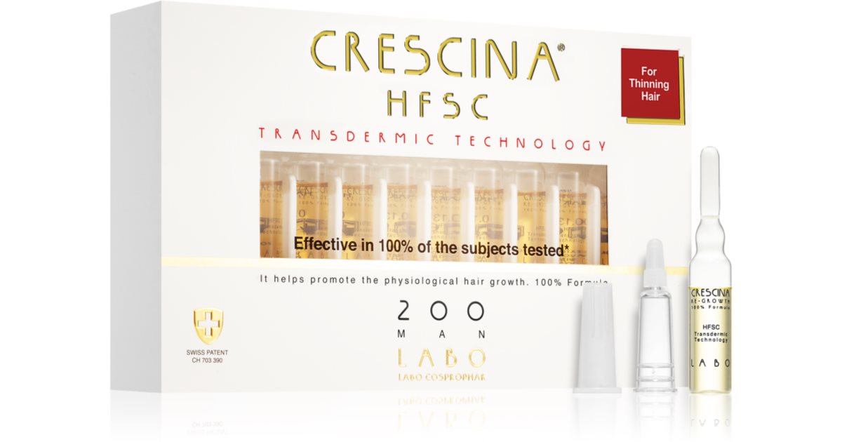 Crescina Transdermic 200 Ri-Crescita trattamento per la crescita dei capelli per uomo 20x3,5 ml