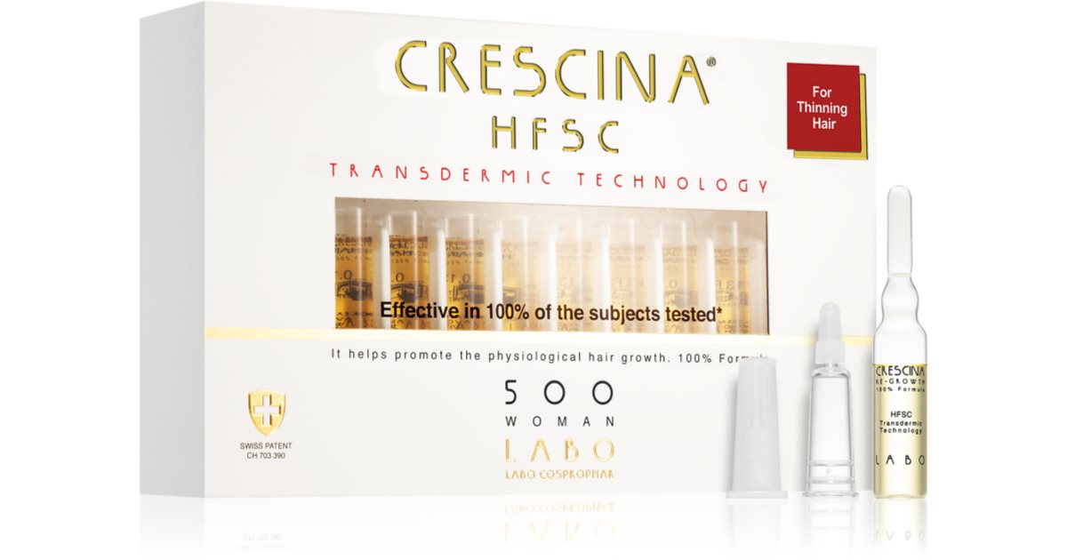 Crescina Transdermic 500 Re-Growth hårvækstbehandling til kvinder 20x3,5 ml