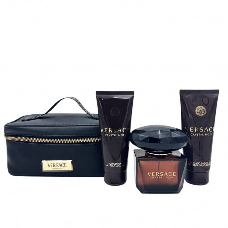 Versace Woda perfumowana Crystal Noir 90 ml + żel pod prysznic 100 ml + krem do ciała 100 ml i kosmetyczka