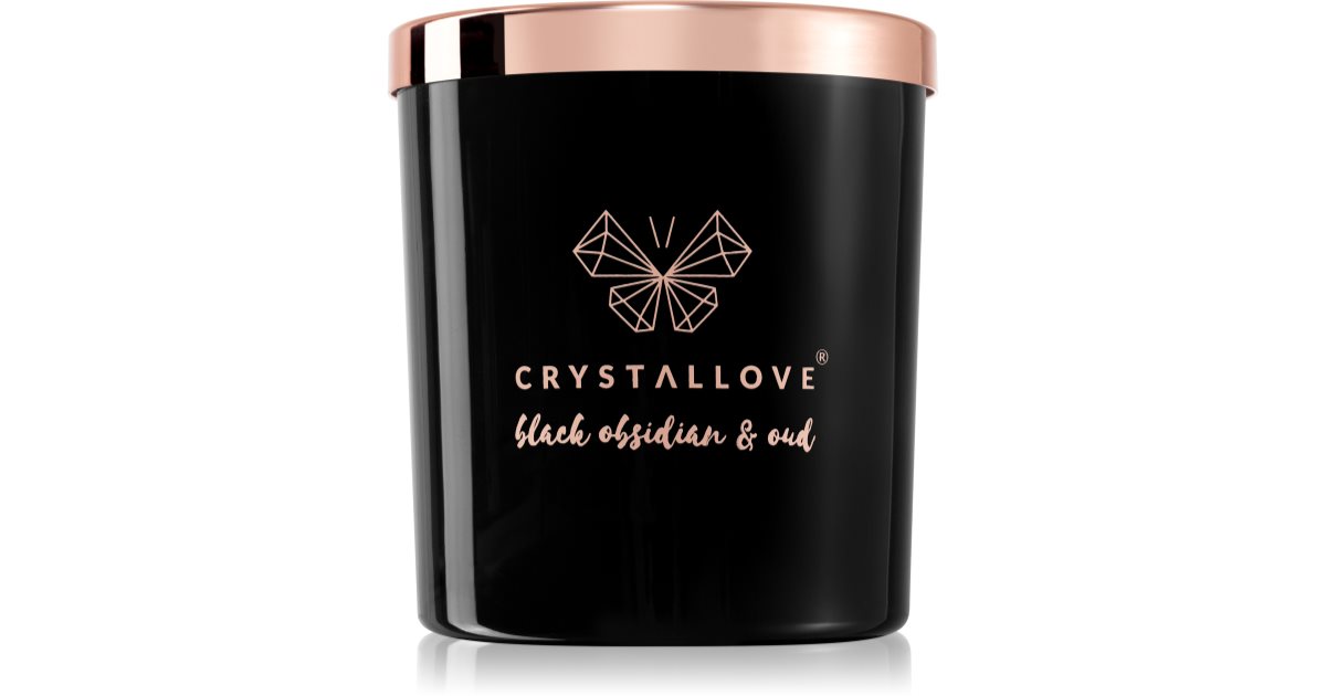 Crystallove Krystalliseret duftlys Sort Obsidian &amp; Oud duftlys 220 g