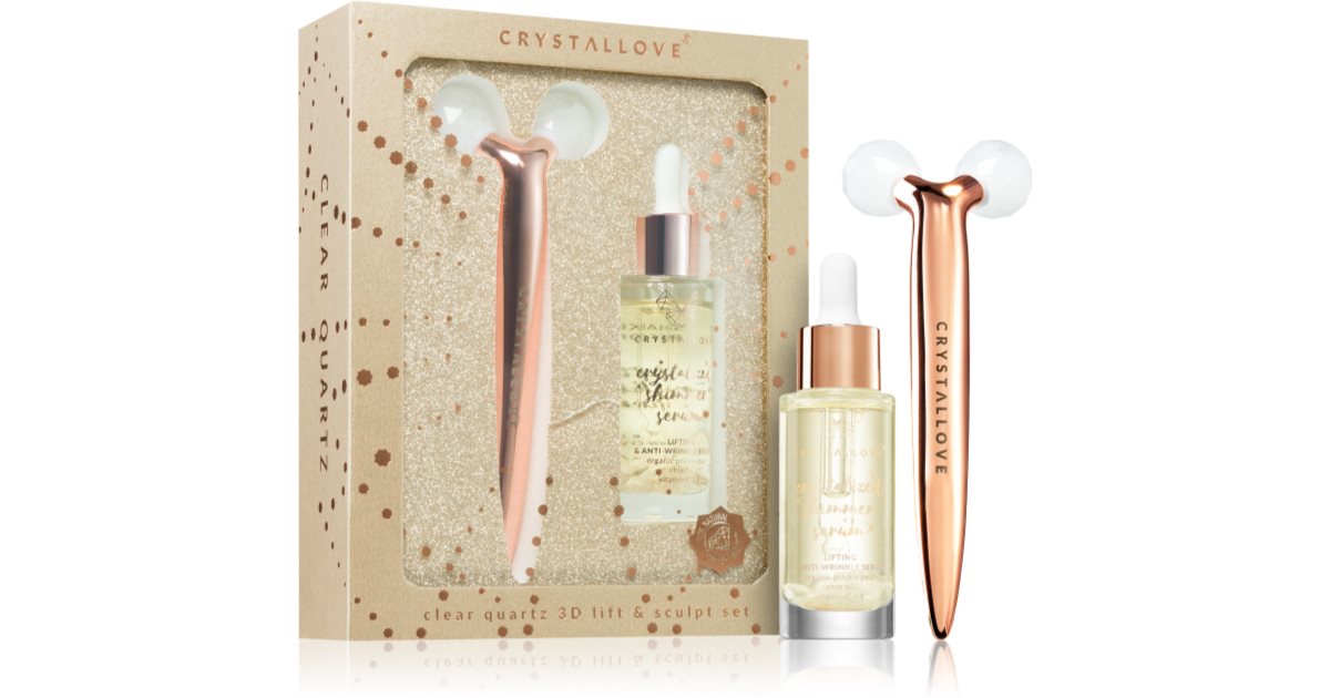 Crystallove Golden Clear Quartz 3D Lift &amp; Sculpt Set (pentru întinerirea pielii) 1 buc