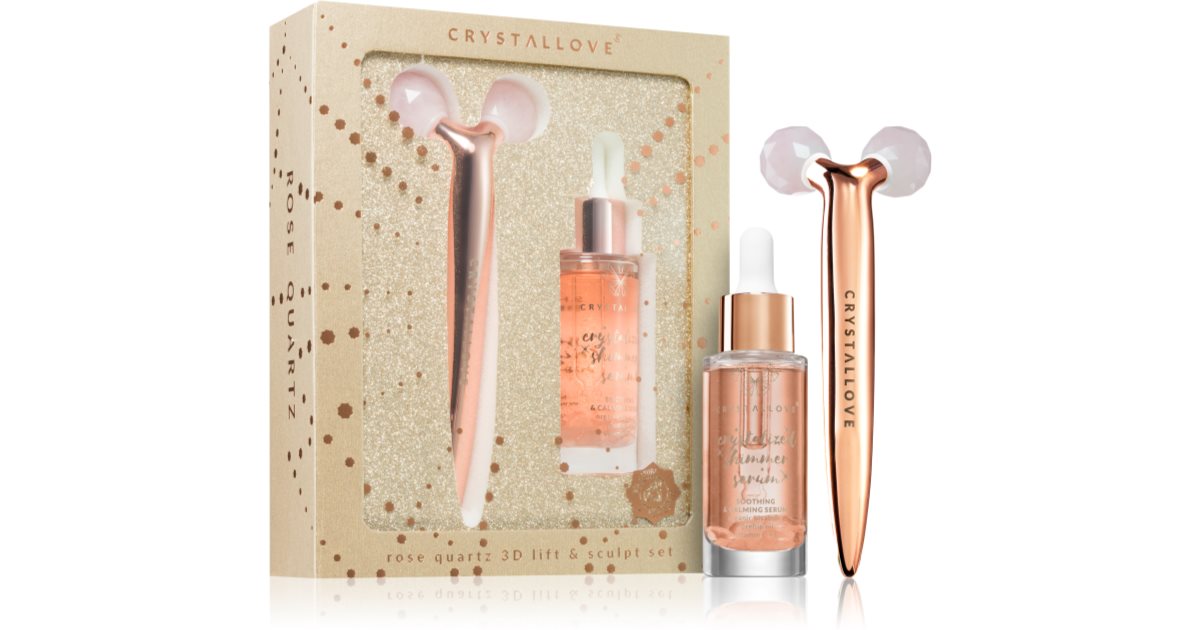 Crystallove Golden Rose Quartz 3D Lift &amp; Sculpt Set ensemble apaisant pour la peau 1 pièce