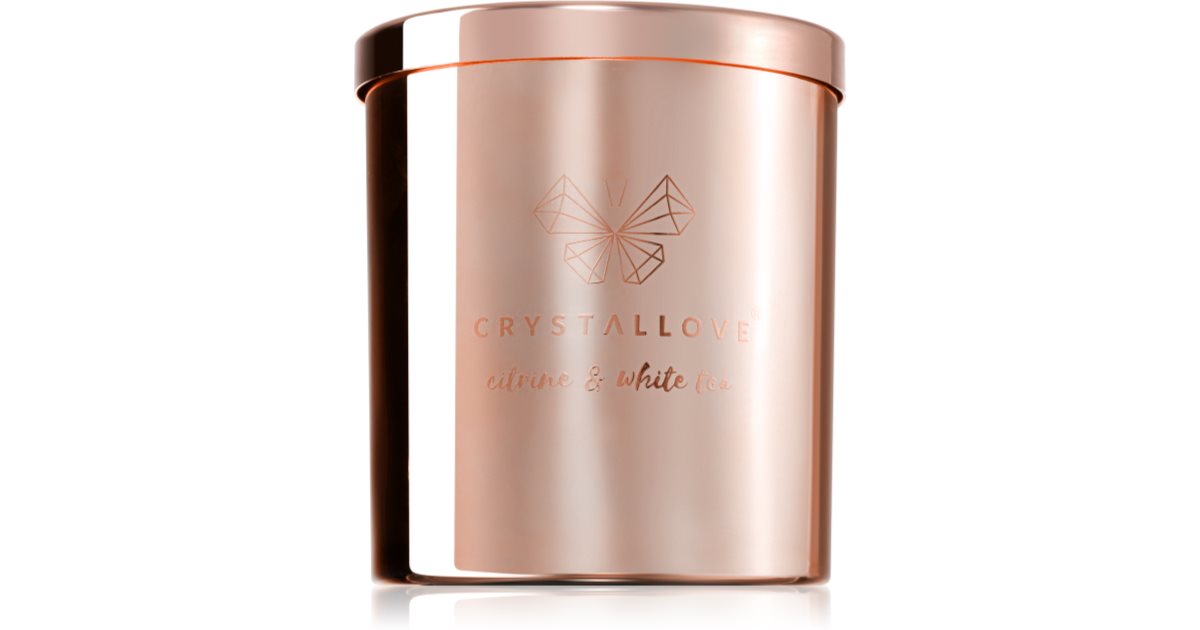 Crystallove Candela profumata Golden Citrine &amp; White Tea 220 g