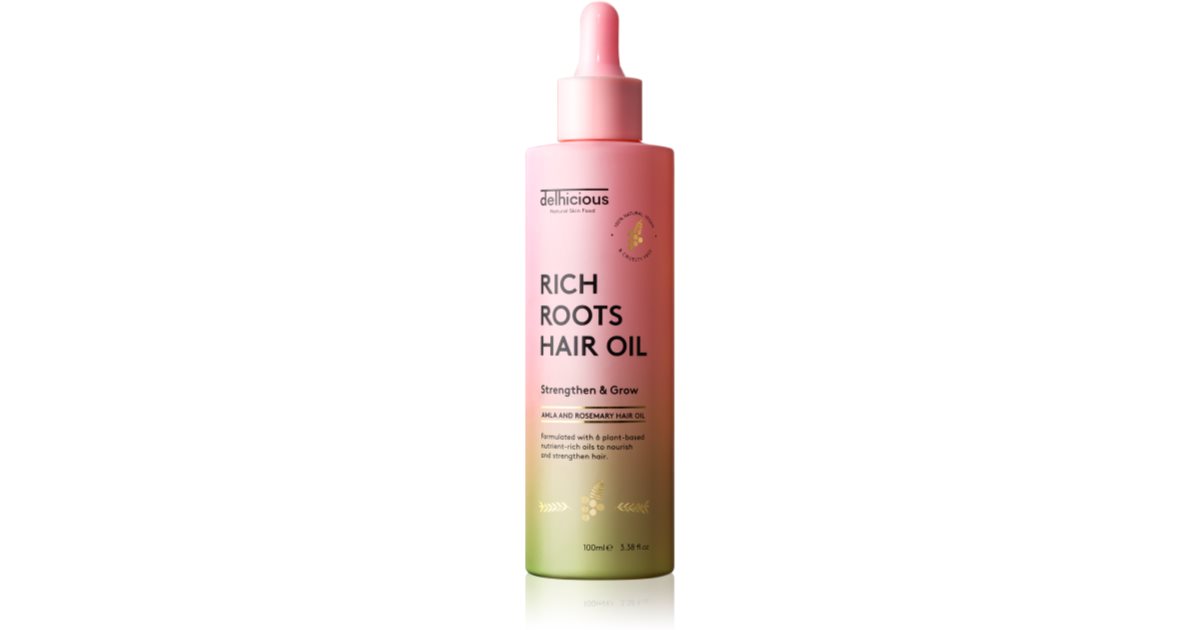 delhicious RICH ROOTS AMLA &amp; ROZMARY ulei hidratant și liniștitor pentru scalp uscat care mâncărime 100 ml