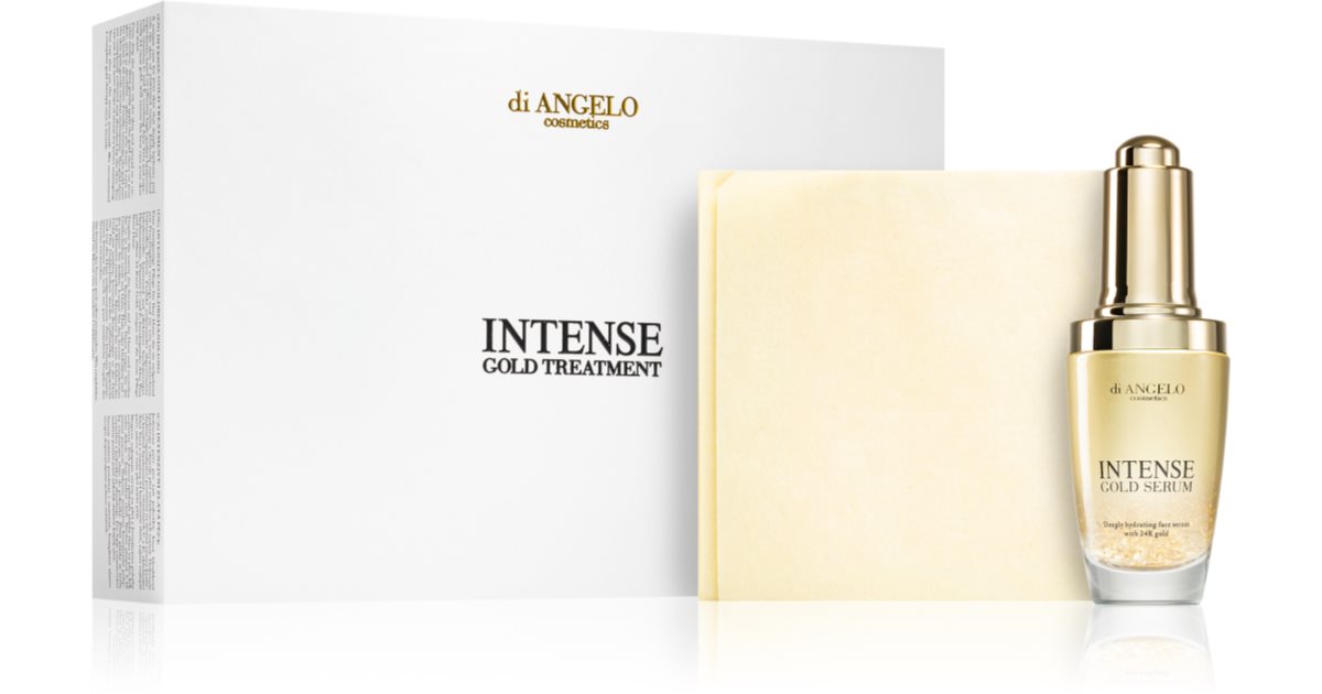 Di Angelo Cosmetics Intense Gold Treatment set(per una pelle perfetta) Intense Gold siero idratante viso con oro a 24 carati 30 ml + fogli d&