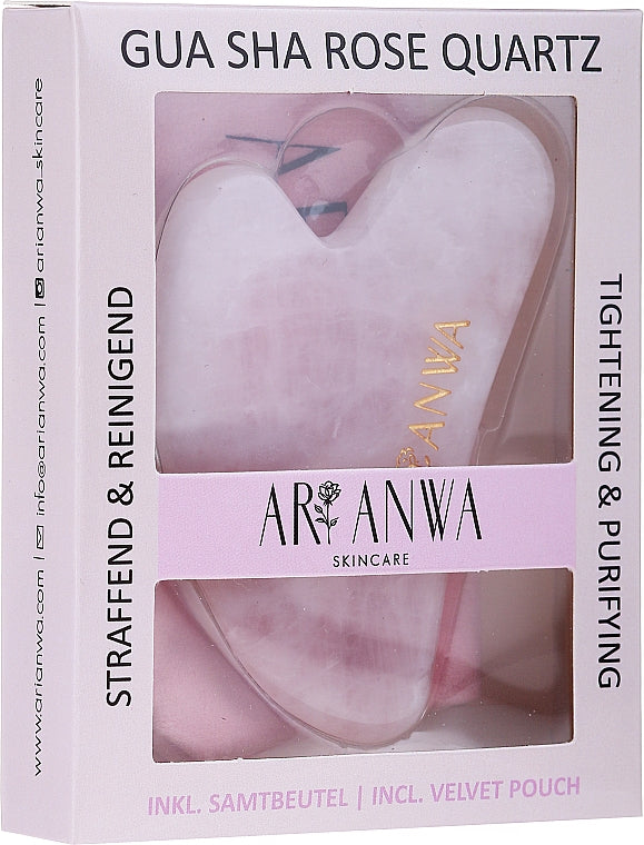 Guasha in quarzo rosa per massaggio viso ARI ANWA Skincare Rose Quartz Gua Sha