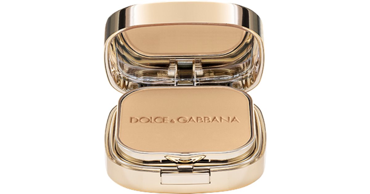 Dolce&amp;Gabbana The Foundation Perfect Matte Powder كريم أساس بودرة مطفي مع مرآة وأداة تطبيق اللون رقم 110 كراميل 15 جم