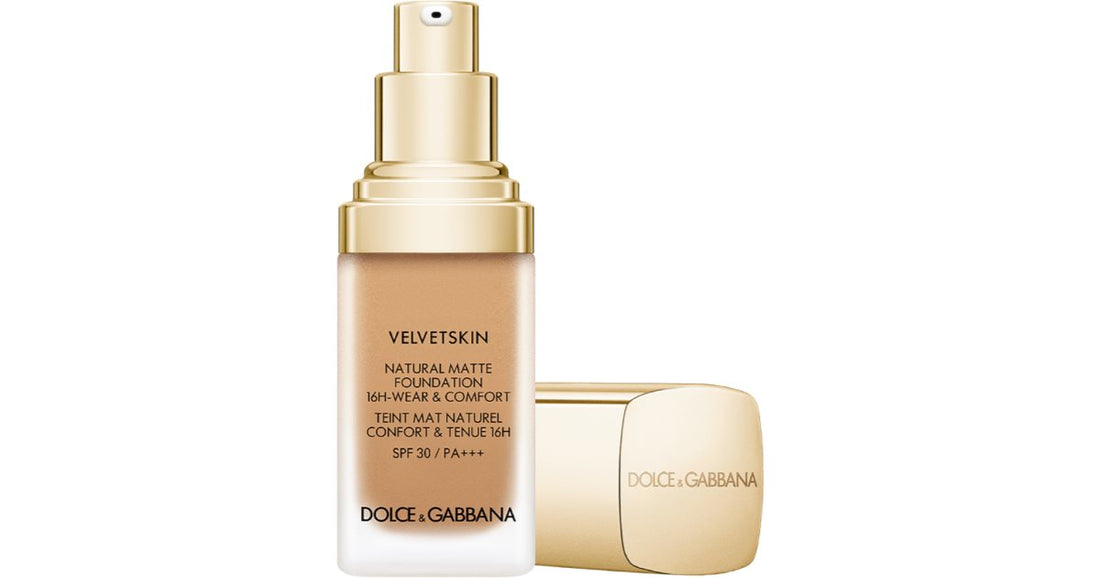 Dolce&amp;Gabbana Velvetskin Natural Matt בסיס מאט עמיד לאורך זמן SPF 30 צבע ברונזה 350 30 מ&quot;ל