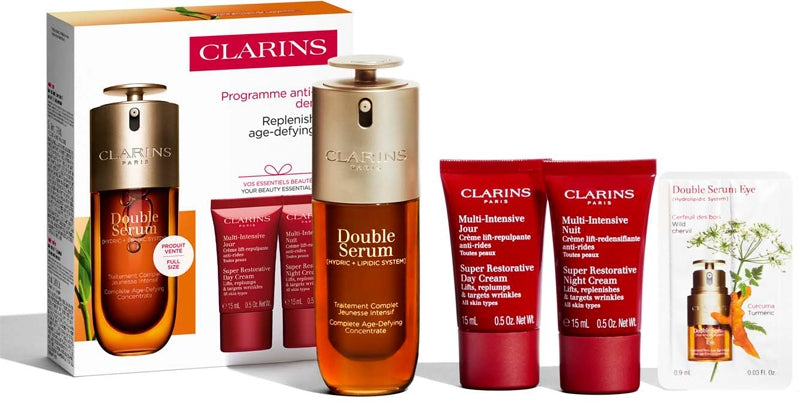 Clarins Dobbelt serum og super genoprettende gavesæt til moden hud
