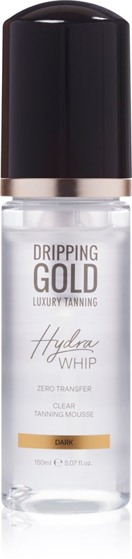 Dripping Gold Mousse autobronceadora transparente Hydra Whip de lujo para cuerpo y rostro, color oscuro, 150 ml