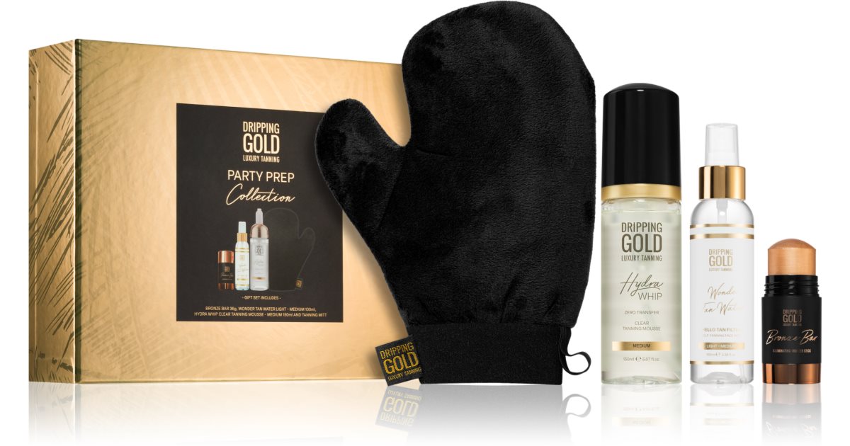 Dripping Gold Coffret cadeau Party Prep (avec effet autobronzant) Clair - Moyen